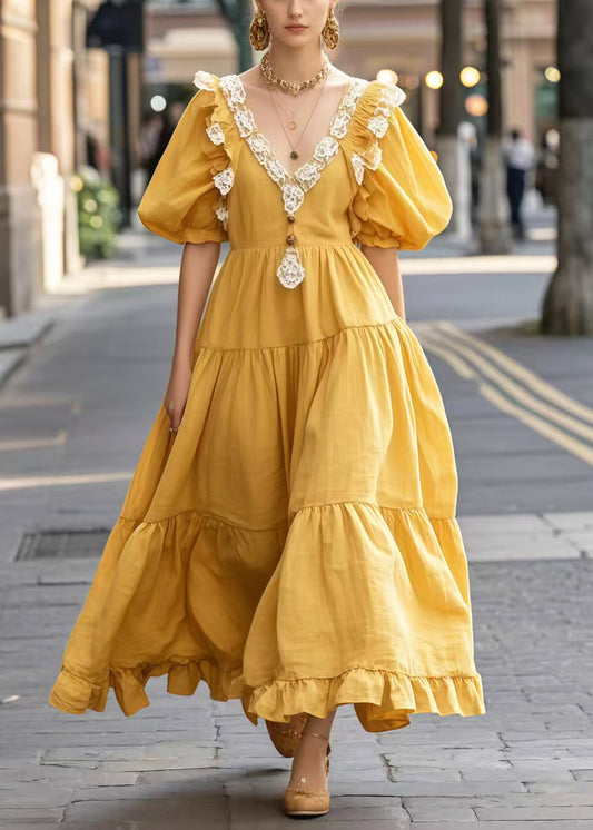Women's Patchwork Lace Vacation Dress Breathable - OutfitLondon