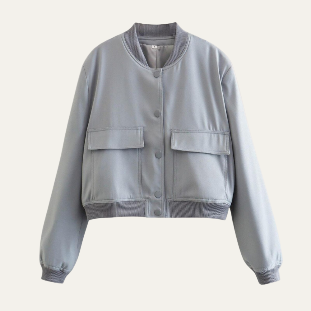 Ladies Large Fit Zipper Bomber Jacket with Pockets