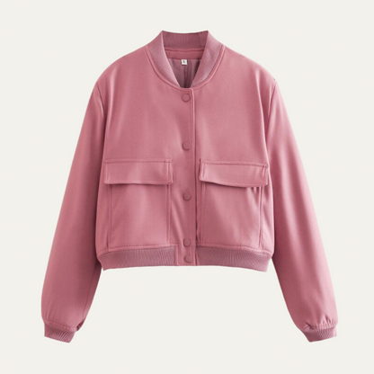 Ladies Large Fit Zipper Bomber Jacket with Pockets