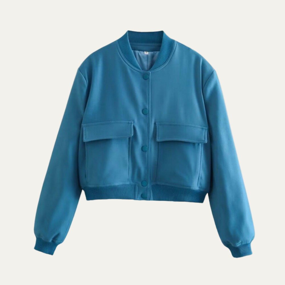 Ladies Large Fit Zipper Bomber Jacket with Pockets