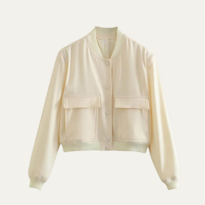Ladies Large Fit Zipper Bomber Jacket with Pockets
