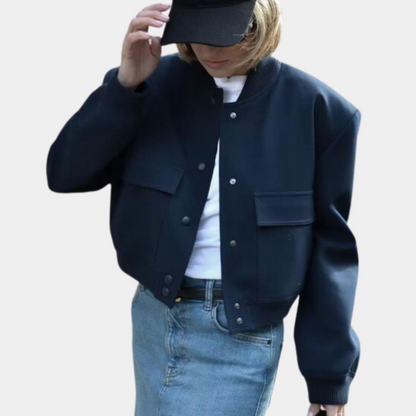 Ladies Large Fit Zipper Bomber Jacket with Pockets