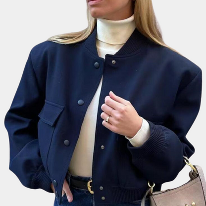 Ladies Large Fit Zipper Bomber Jacket with Pockets
