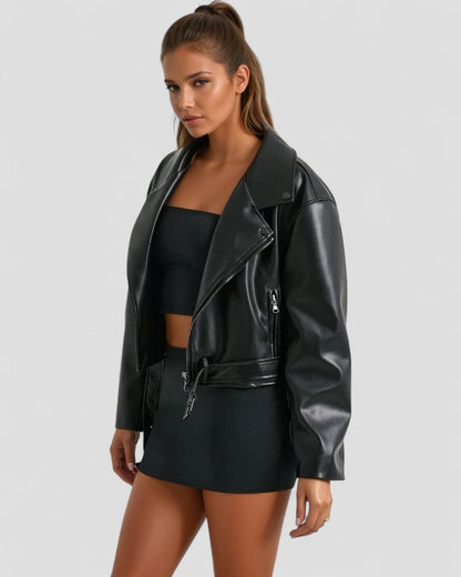 Classic Short Biker Leather Jacket
