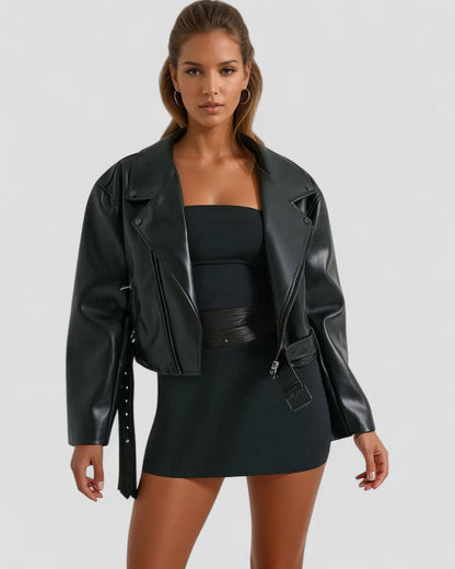 Classic Short Biker Leather Jacket