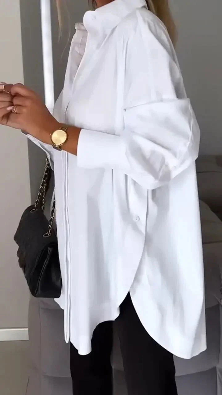 Fawnia Shirt | Oversized Long Sleeve Lapel Blouse