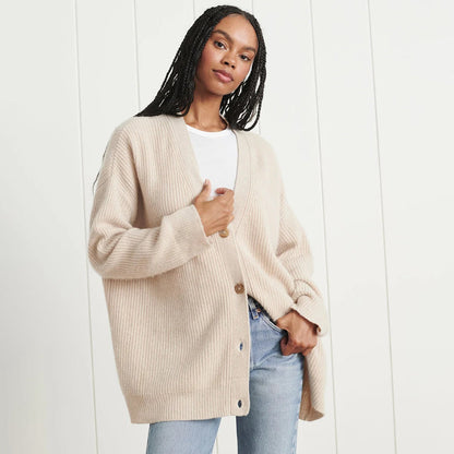 Cozy Large Button Women's Cardigan Sweater