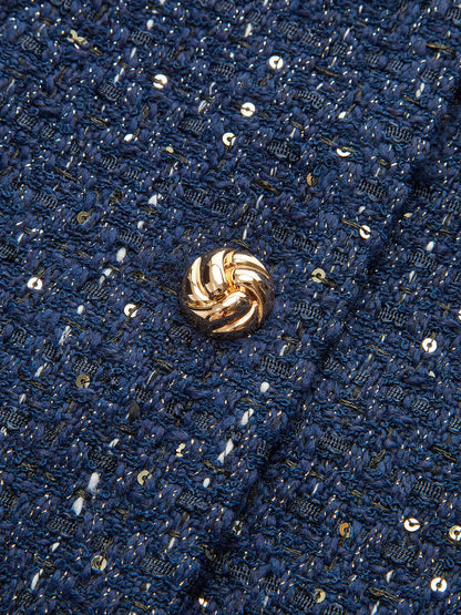 Chic Gold Trimmed Tweed Women's Jacket