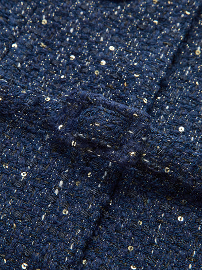 Chic Gold Trimmed Tweed Women's Jacket