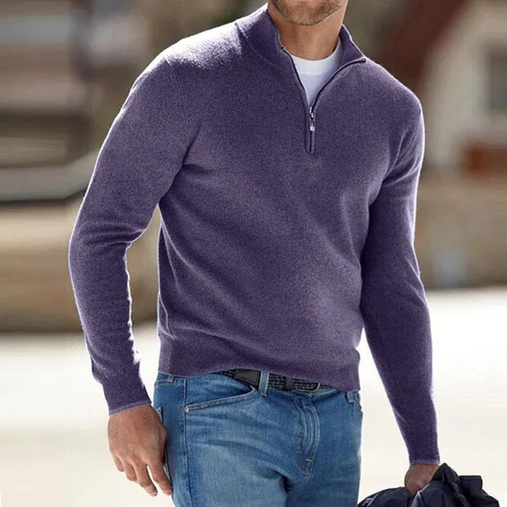 Men's Cashmere Zip Sweater Lightweight