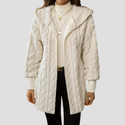 Ladies' Fuzzy Parka Coat Jacket - OutfitLondon