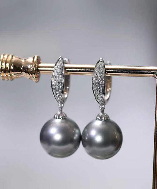 Women's Sterling Silver Earrings Zircon Pearl Drop - OutfitLondon