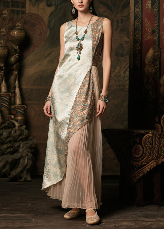 Women's Silk Asymmetrical Evening Dress Green - OutfitLondon