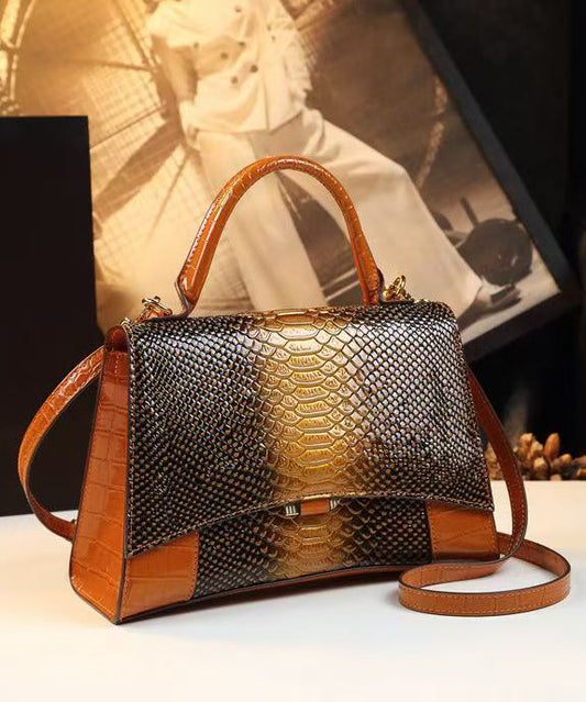 Women's Orange Calfskin Tote Bag 7x11x4in - OutfitLondon
