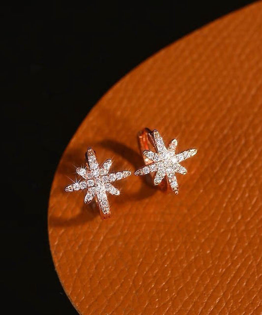 Women's Copper Star Hoop Earrings With Zircon - OutfitLondon