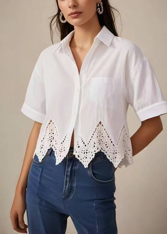 Women's Cotton Lace Summer Dress Fitted White - OutfitLondon