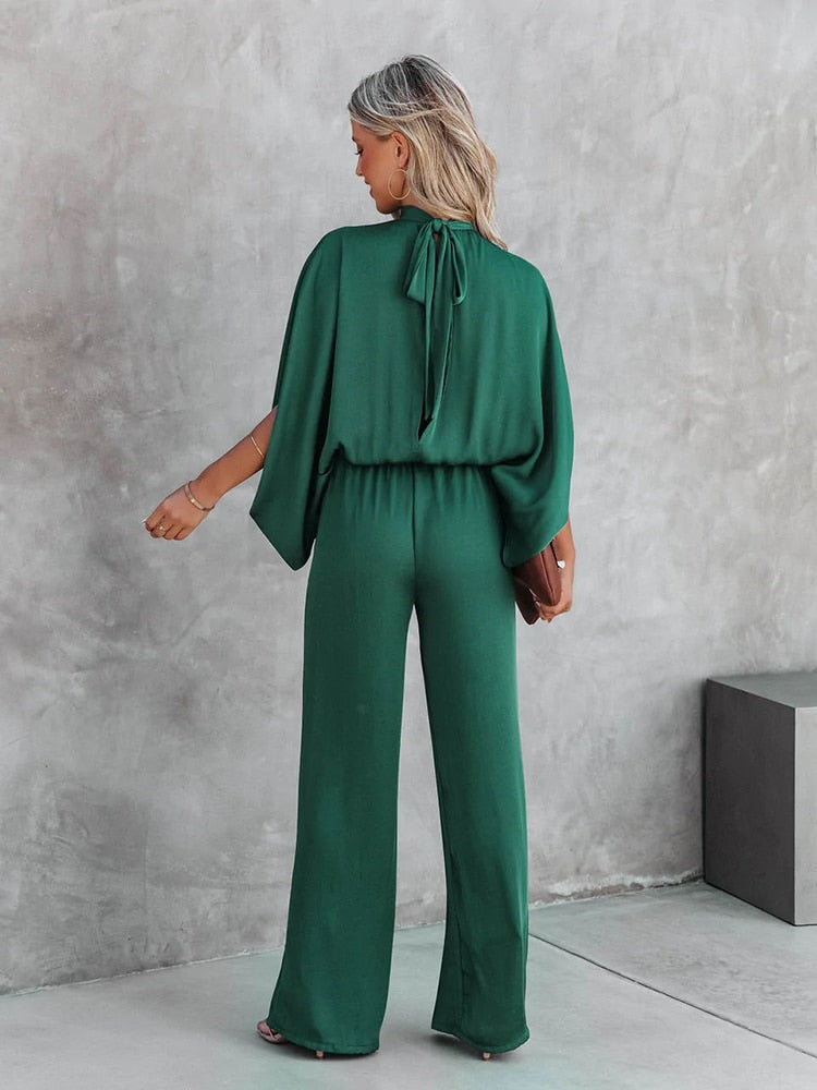 Elegant High Neck Jumpsuit with Wide Legs