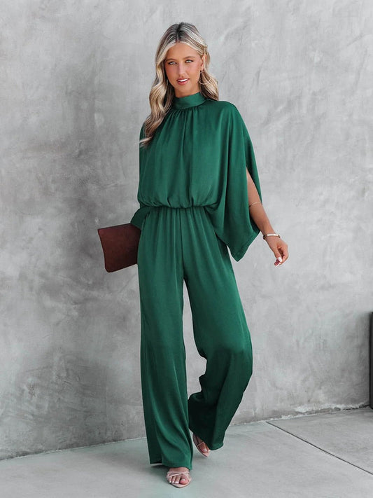 Elegant High Neck Jumpsuit with Wide Legs - OutfitLondon