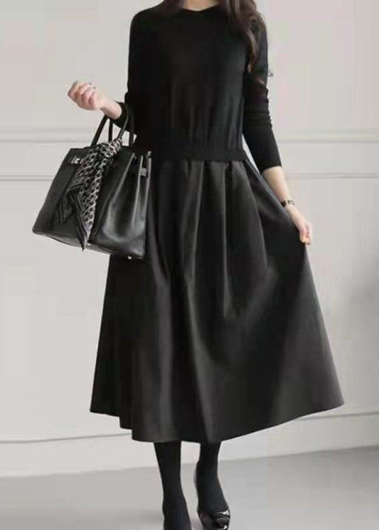Women's Patchwork Dress Faux Two Piece Extra Large Hem - OutfitLondon