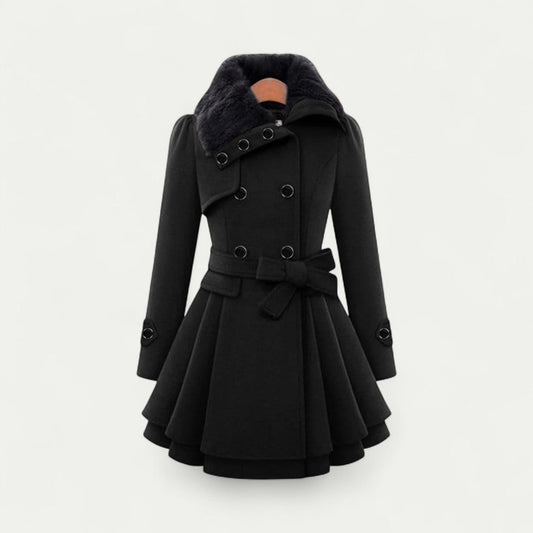 Ladies Double Breasted Warm Trench Coat - OutfitLondon
