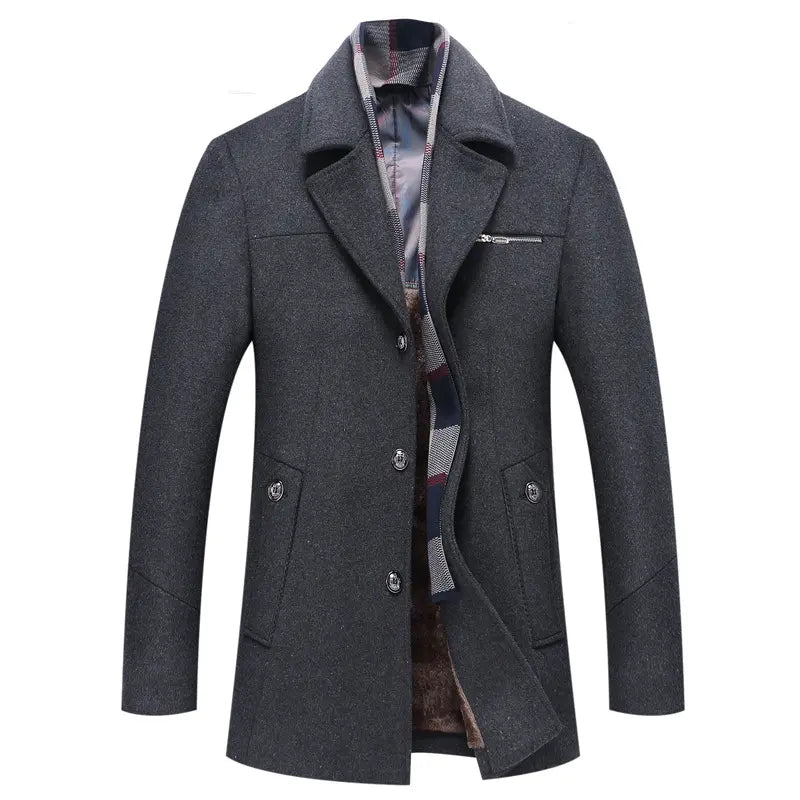 Warm Plaid Lined Mens Winter Coat
