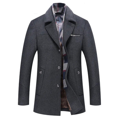 Warm Plaid Lined Mens Winter Coat