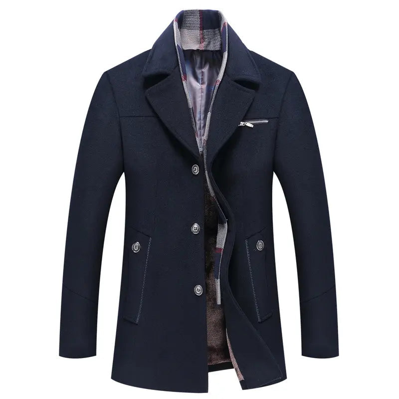 Warm Plaid Lined Mens Winter Coat