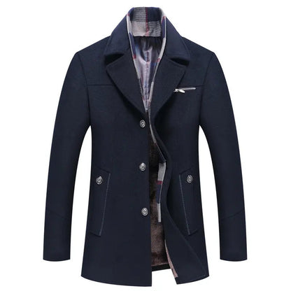 Warm Plaid Lined Mens Winter Coat