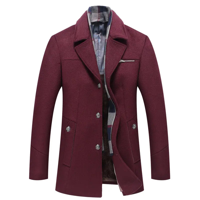 Warm Plaid Lined Mens Winter Coat