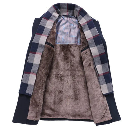 Warm Plaid Lined Mens Winter Coat