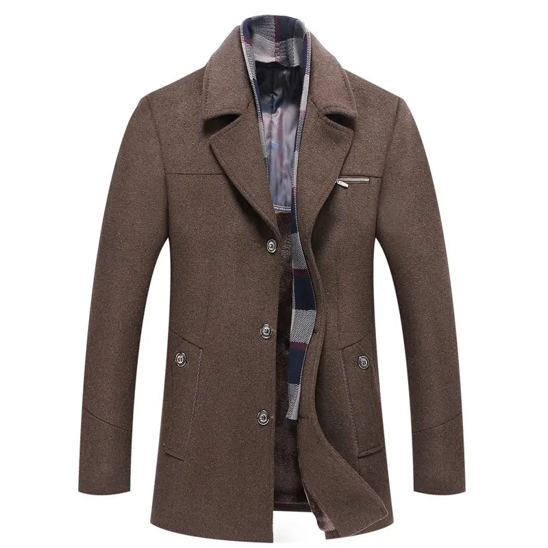 Warm Plaid Lined Mens Winter Coat - OutfitLondon