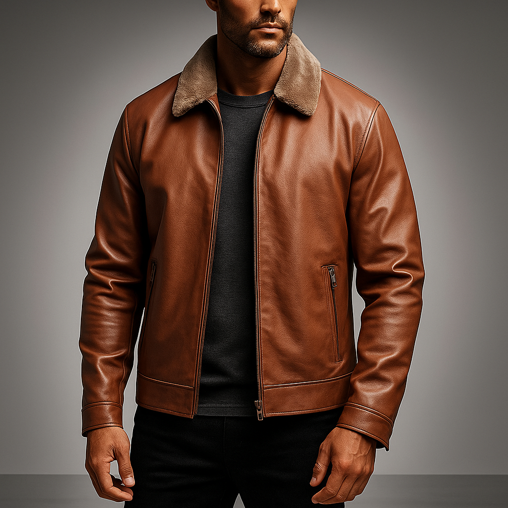 Warm Vegan Leather Coat with Fleece Lining - OutfitLondon