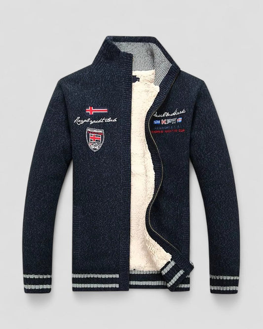 Warm Crew Neck Knit Cardigan Jacket - OutfitLondon