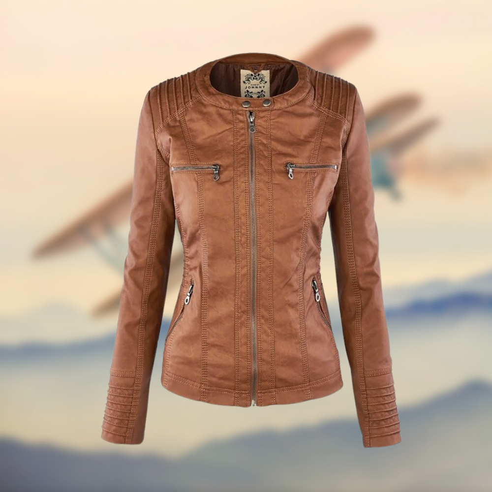 Classic Women's Faux Leather Hooded Jacket