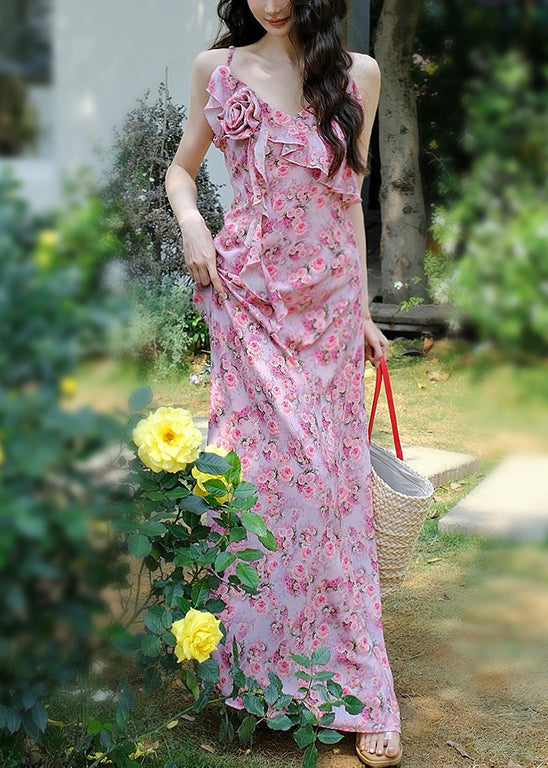 Women's Floral V Neck Dress Lightweight Cotton Blend - OutfitLondon