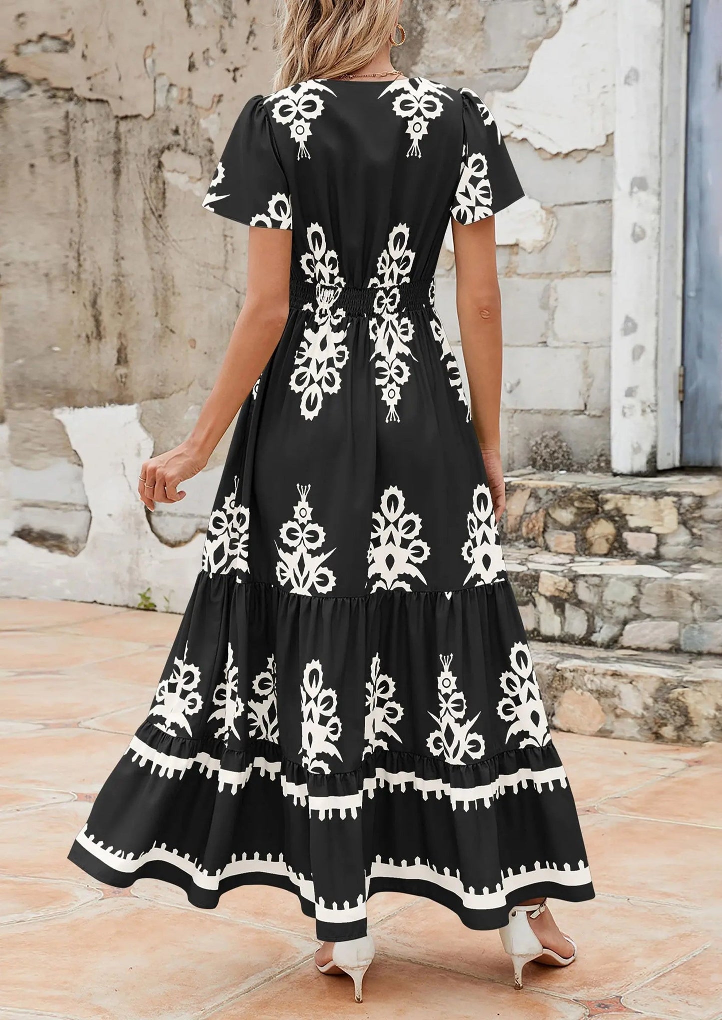 Comfy Floral Long Sleeve Maxi Dress with Pockets