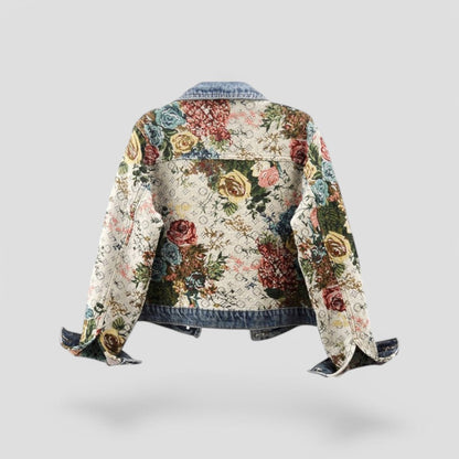 Embroidered Distressed Blue Jean Jacket Women's Fashion