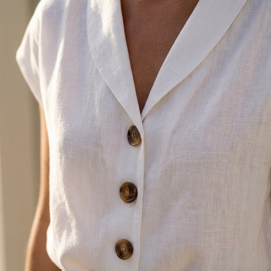Classic V-Neck Button Blouse for Women