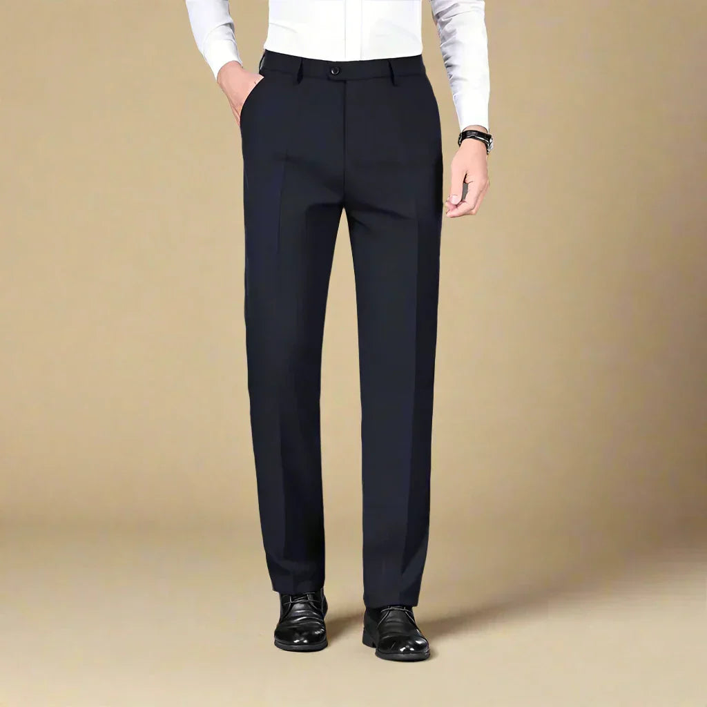 Classic Men's Formal Flat Front Trousers