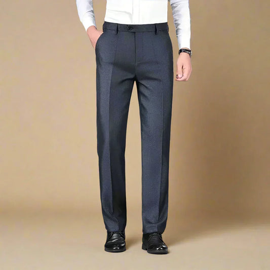 Classic Men's Formal Flat Front Trousers - OutfitLondon