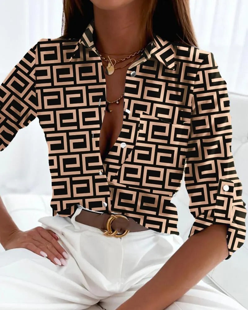 Chic Print Peasant Blouse