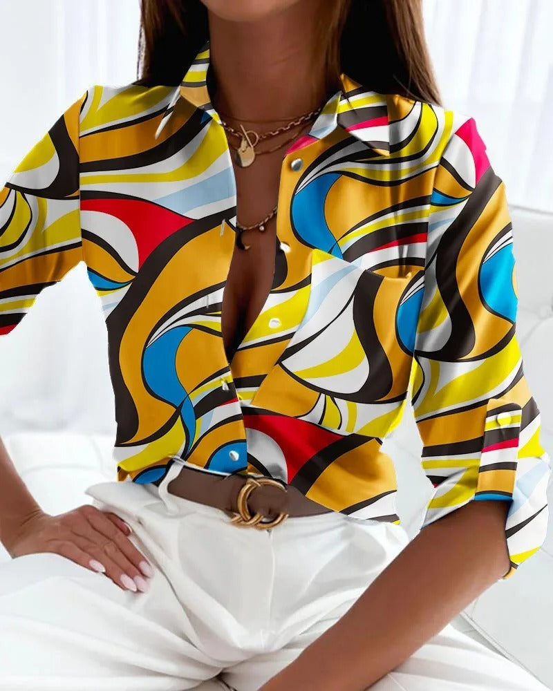 Chic Print Peasant Blouse