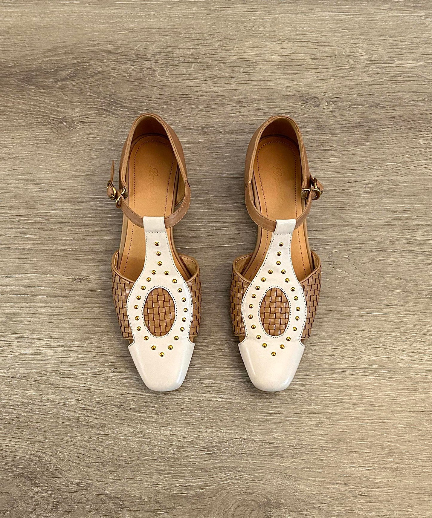 Women's Leather Sandals Cushioned Insole Apricot 2cm Heel - OutfitLondon