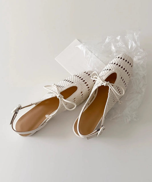 Women's Beige Sheepskin Sandals Cushioned Insole Thick Heel - OutfitLondon