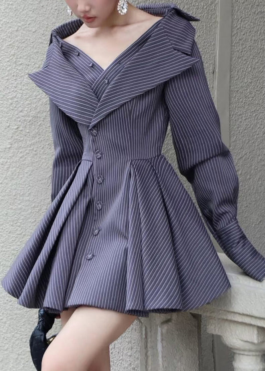 Women's Patchwork Cotton Dress Striped Maritime Style - OutfitLondon