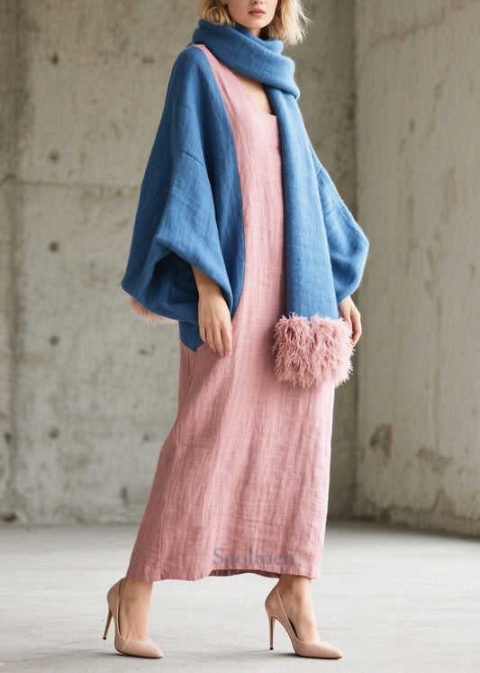 Women's Cotton Patchwork Dress Oversized Pink - OutfitLondon
