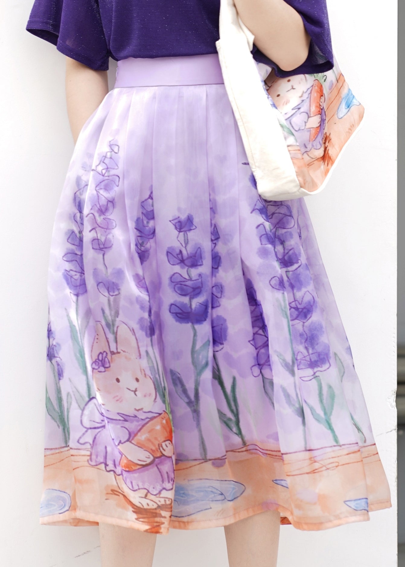 Women's High Waisted A-Line Skirt Violet Tulle - OutfitLondon