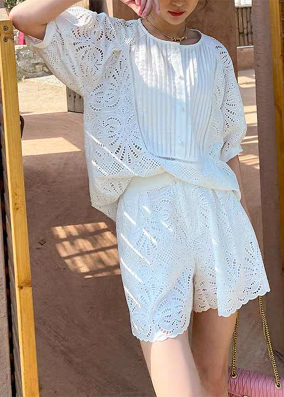 Women's Cotton Blend Two-Piece Shorts Set - OutfitLondon