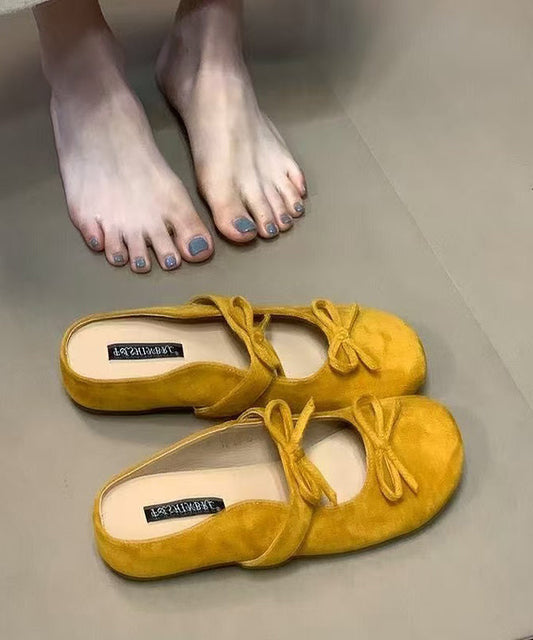 Women's Suede Wedge Sandals Cushioned 3cm Heel Yellow - OutfitLondon
