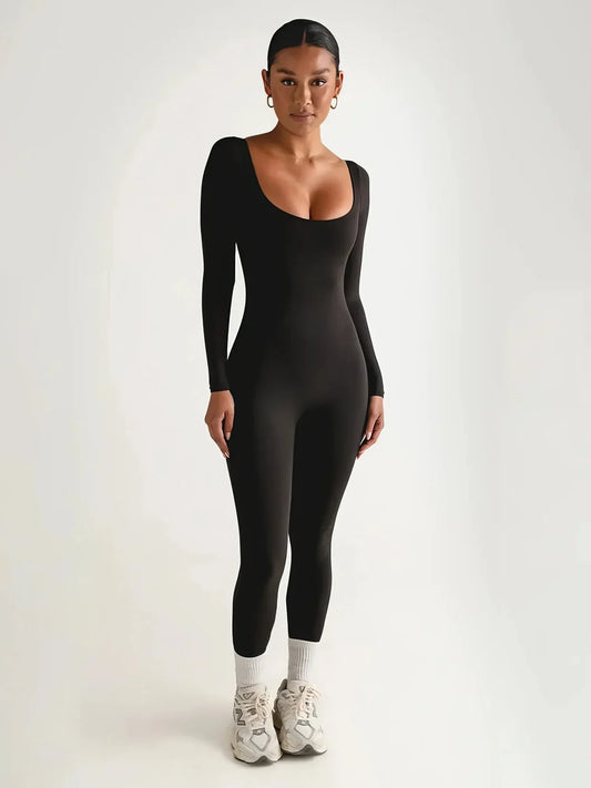 Comfortable Long Sleeve Yoga Jumpsuit for Women - OutfitLondon